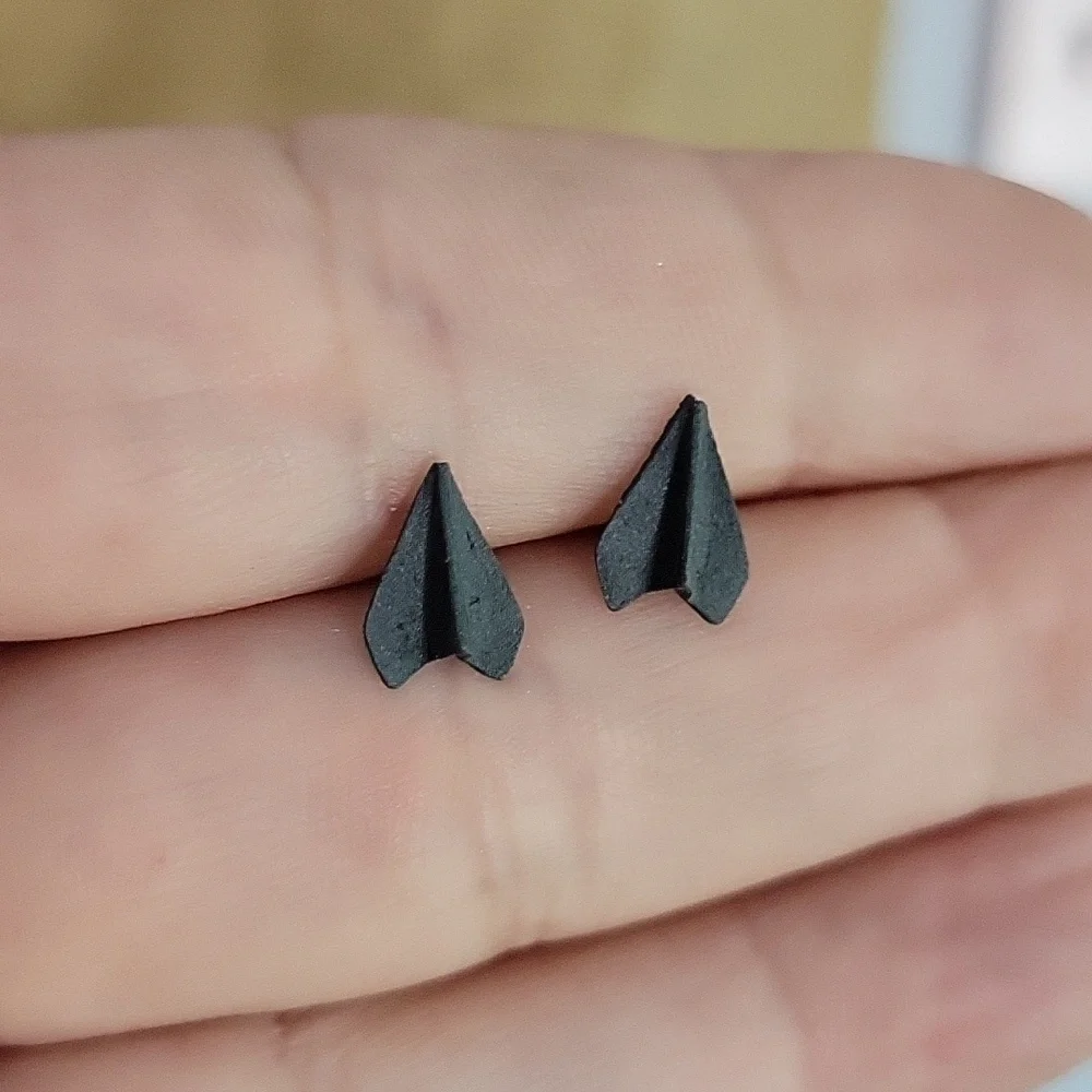 Ceramic Paper Airplane Stud Earrings